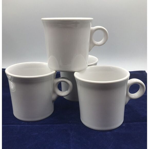 FIESTAWARE HLC White RING HANDLE FIESTA COFFEE MUG CUP USA Set of 2 - Picture 1 of 9